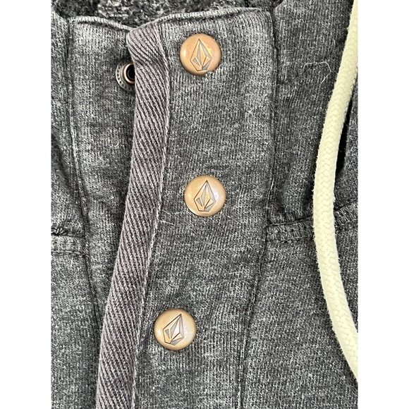 Vintage Volcom Stone Dark Heather Gray Hoodie Sweatshirt Mens Sz M 1/4 Button Up - Picture 5 of 9